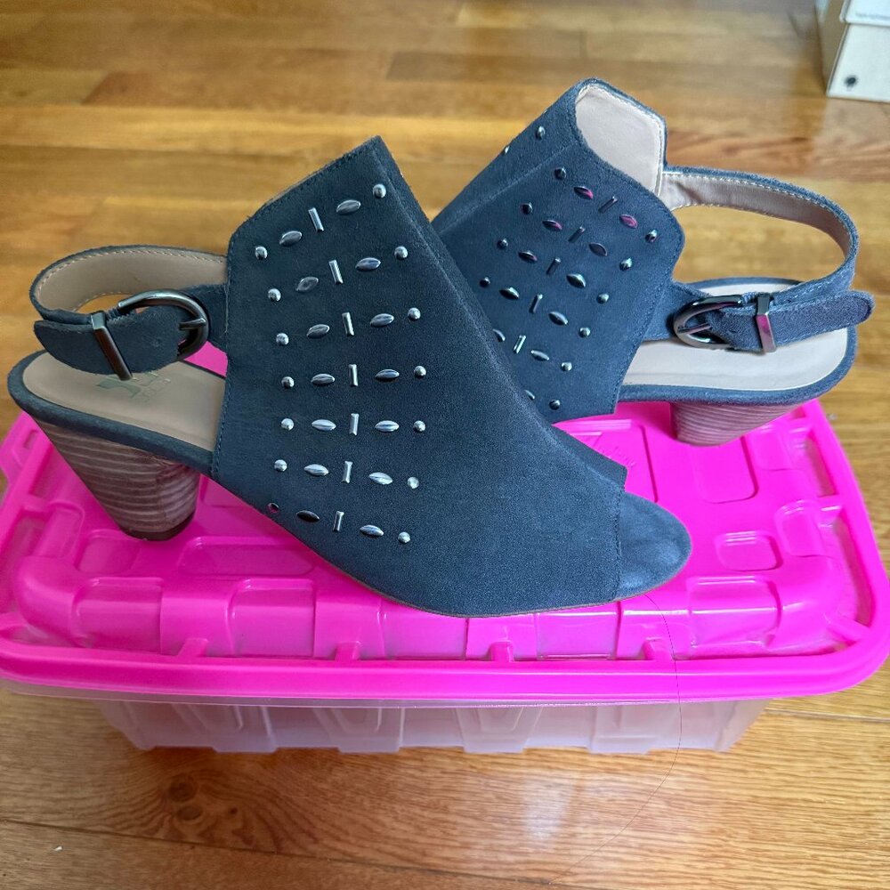 Joe's Peep-toe Grey Studded Heels